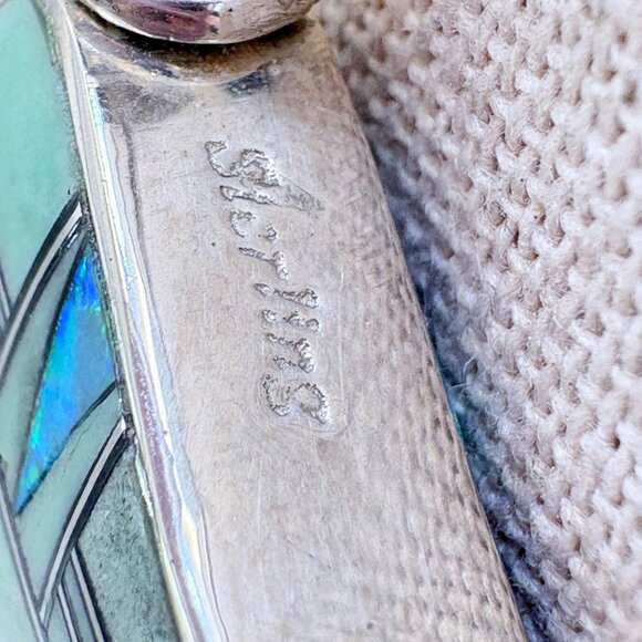 VTG Sterling Silver 925 Reversible Opal & Lapis Inlay Buffalo Pendant 18" Chain - Picture 9 of 16